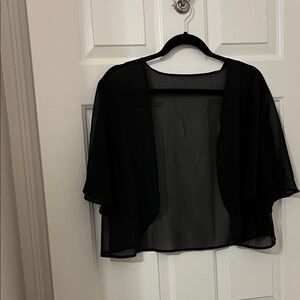 Sheer Black Open-Front Cardigan